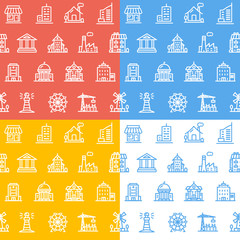 Building House or Home Pattern Background Set. Vector