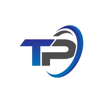 vector initial logo letters tp with circle swoosh blue gray