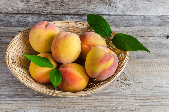Peaches in a wicker basket