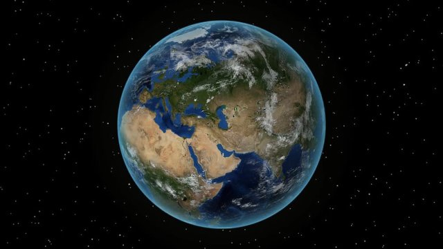 Belgium. 3D Earth in space - zoom in on Belgium outlined. Star sky background