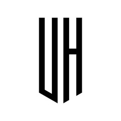 initial letters logo uh black monogram pentagon shield shape