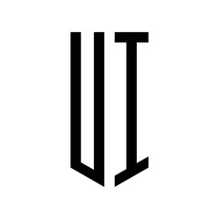 initial letters logo ui black monogram pentagon shield shape