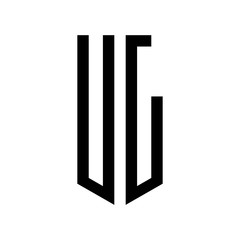 initial letters logo ul black monogram pentagon shield shape