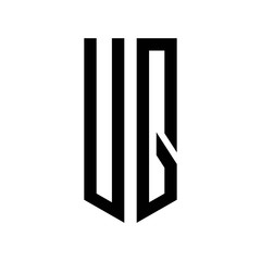 initial letters logo uq black monogram pentagon shield shape