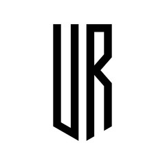 initial letters logo ur black monogram pentagon shield shape