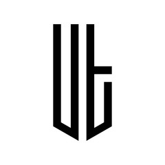 initial letters logo ut black monogram pentagon shield shape