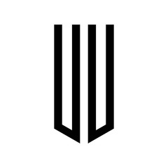 initial letters logo uu black monogram pentagon shield shape
