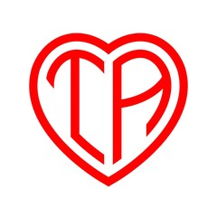 initial letters logo ta red monogram heart love shape