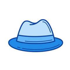 Felt hat vector line icon isolated on white background. Felt hat line icon for infographic, website or app. Blue icon designed on a grid system.