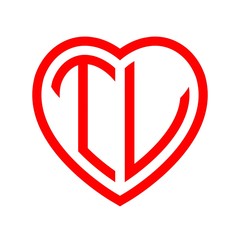 initial letters logo tv red monogram heart love shape