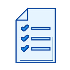 Obraz premium Shopping list vector line icon isolated on white background. Shopping list line icon for infographic, website or app. Blue icon designed on a grid system.