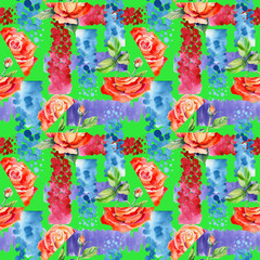 Wildflower rose flower pattern in a watercolor style. Full name of the plant: rose. Aquarelle wild flower for background, texture, wrapper pattern, frame or border.