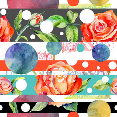 Wildflower rose flower pattern in a watercolor style. Full name of the plant: rose. Aquarelle wild flower for background, texture, wrapper pattern, frame or border.