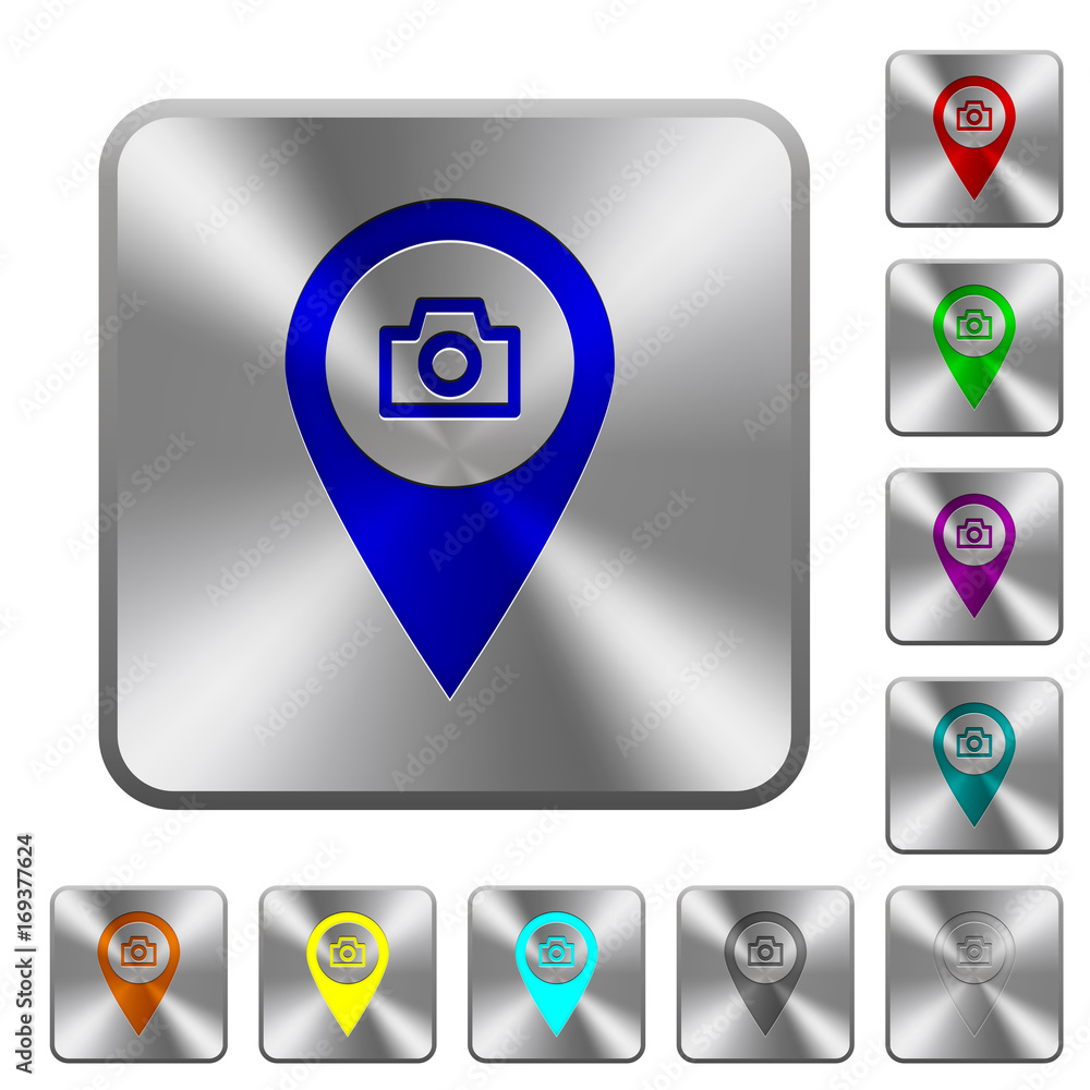 Poster gps map location snapshot rounded square steel buttons