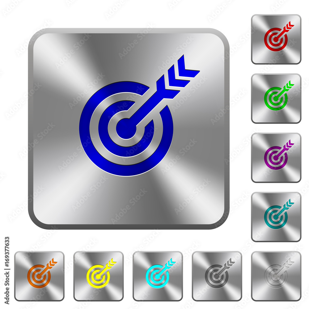 Poster target table with arrow rounded square steel buttons