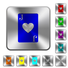 Jack of hearts card rounded square steel buttons