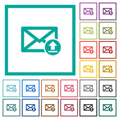 Sending email flat color icons with quadrant frames