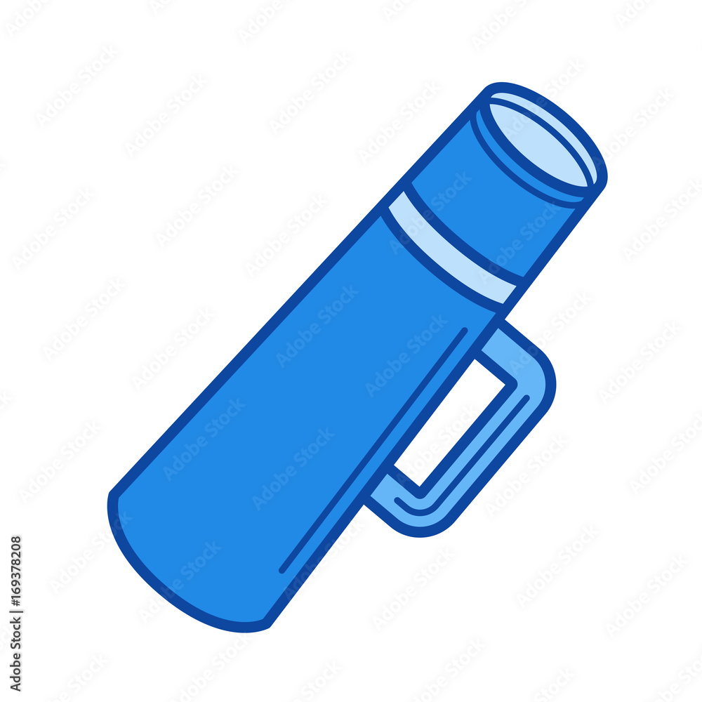 Poster thermos flask vector line icon isolated on white background. thermos flask line icon for infographic