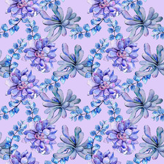 Tropical Hawaii leaves aloe tree pattern in a watercolor style. Aquarelle wild flower for background, texture, wrapper pattern, frame or border.
