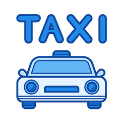 Taxi service vector line icon isolated on white background. Taxi service line icon for infographic, website or app. Blue icon designed on a grid system.