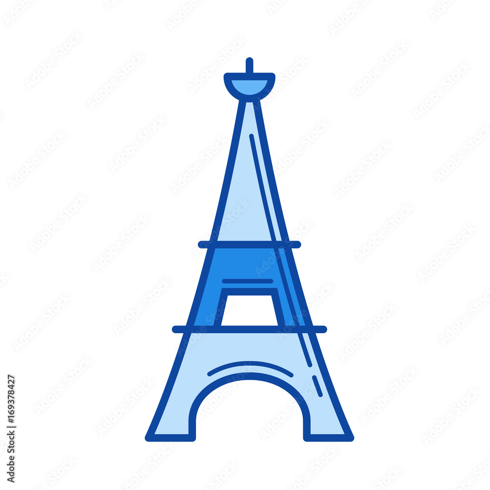 Poster eiffel tower vector line icon isolated on white background. eiffel tower line icon for infographic, 