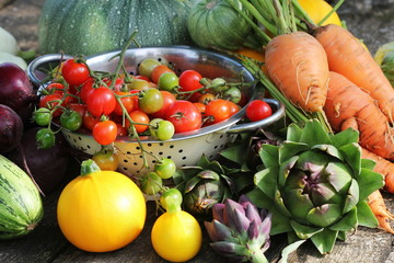 Fresh raw vegetable ingredients for healthy cooking or salad making , copy space. Diet or vegetarian food concept