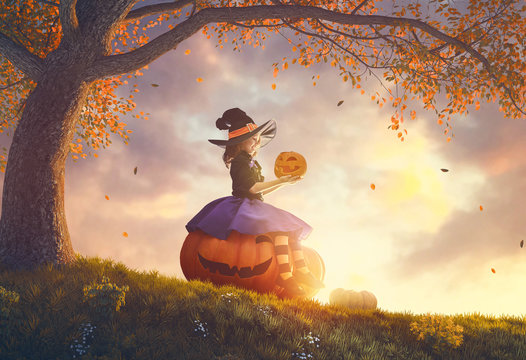 Witch With A Big Pumpkin