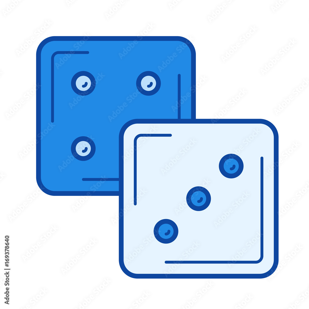 Poster dice cubes vector line icon isolated on white background. dice cubes line icon for infographic, webs