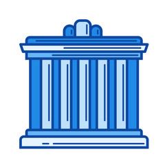 Palace vector line icon isolated on white background. Palace line icon for infographic, website or app. Blue icon designed on a grid system.