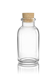 Glass empty bottle with cork