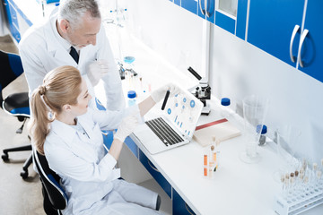 Top view photo of working process in the laboratory