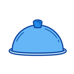 Serving tray vector line icon isolated on white background. Serving tray line icon for infographic, website or app. Blue icon designed on a grid system.