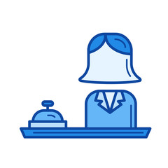 Reception vector line icon isolated on white background. Reception line icon for infographic, website or app. Blue icon designed on a grid system.