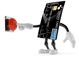 Credit card character pushing button