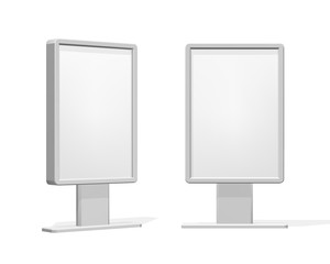 Outdoor advertising lightbox, POS. Isolated on white background. POI. Multimedia stand template. Vector illustration.