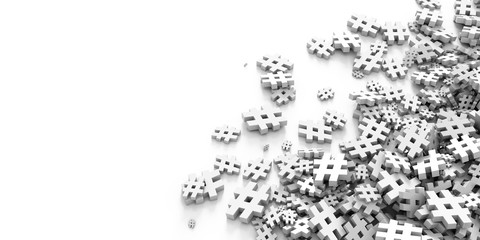 Infinite hashtag background, 3d rendering, technology and digital media concepts