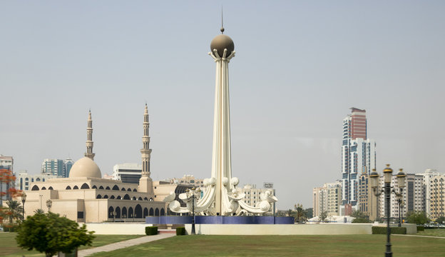 Kind Faisal mosque in Sharjah city centre, United Arab Emirates