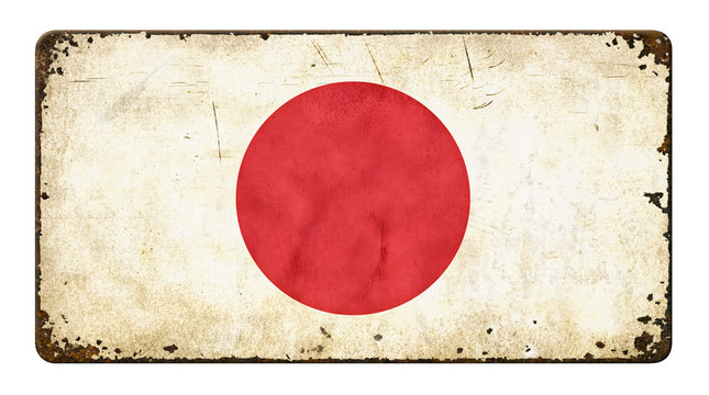Altes verrostetes Blechschild - Flagge Japan