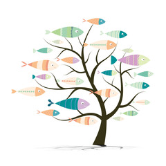 tree and fish illustration