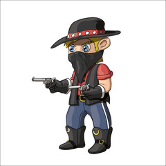 American cowboy bandit cartoon illustration