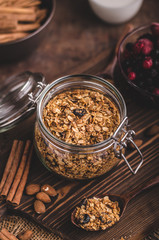 Baked granola with berries