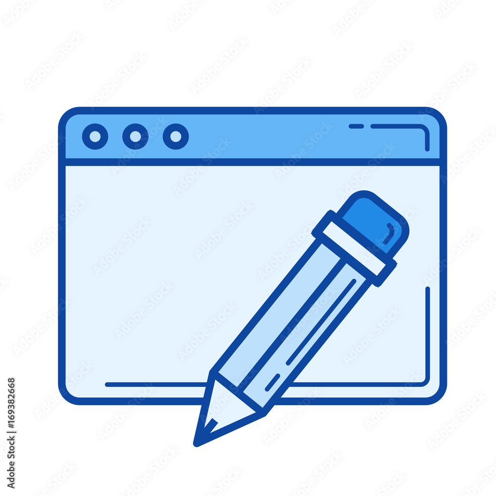Poster data editing vector line icon isolated on white background. data editing line icon for infographic, 