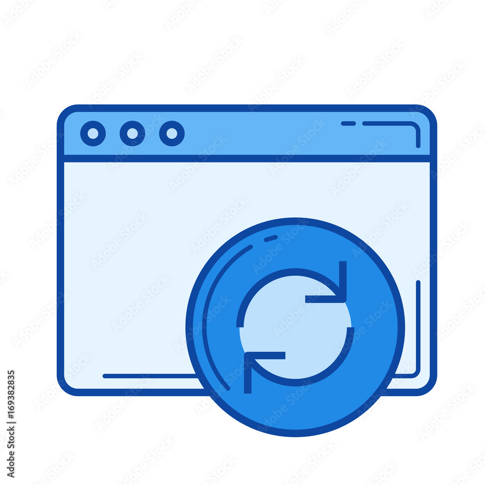 Poster loading page vector line icon isolated on white background. loading page line icon for infographic, 