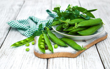 green peas on a table
