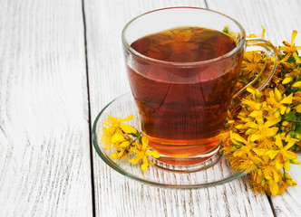 herbal tea in a glass cup
