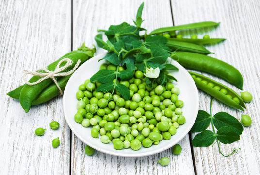 green peas on a table