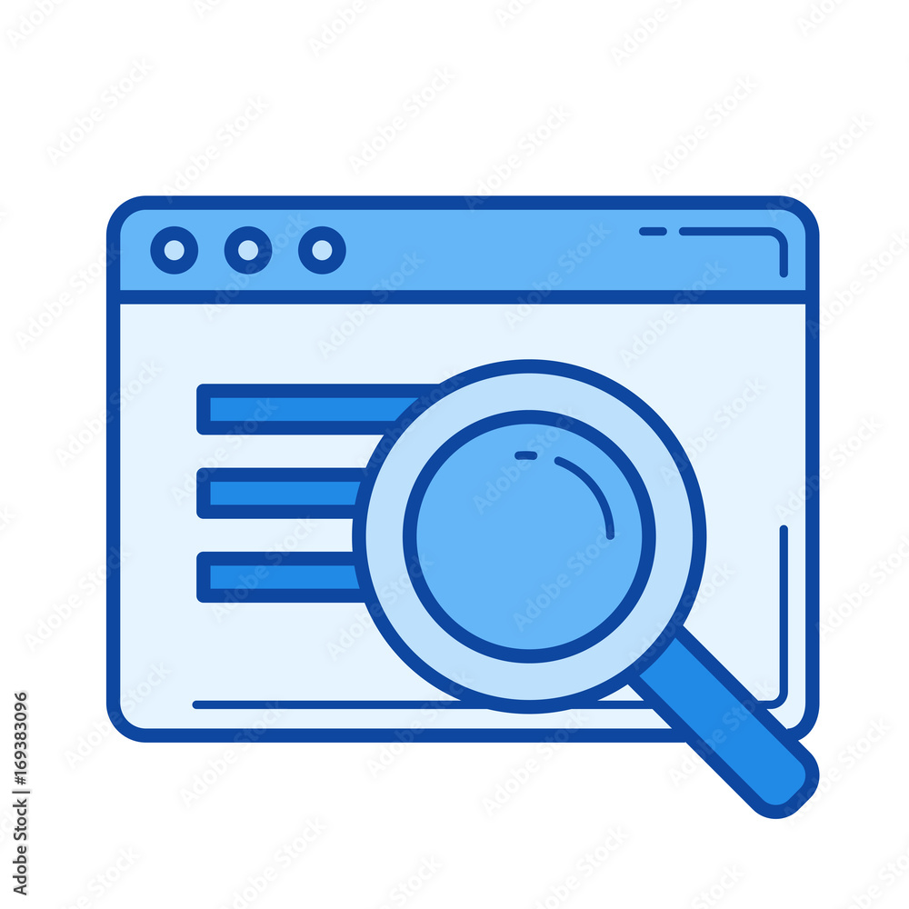 Poster data search vector line icon isolated on white background. data search line icon for infographic, we