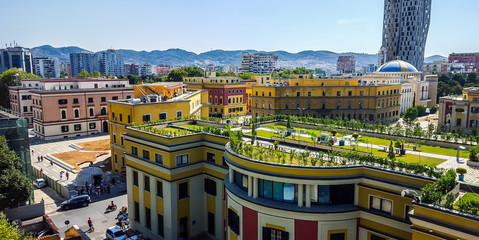 Panoramic view of Tirana, Albania - obrazy, fototapety, plakaty