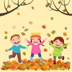 Kids playing outdoors in autumn