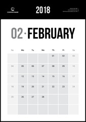 FEBRUARY 2018. Minimalist Wall Calendar